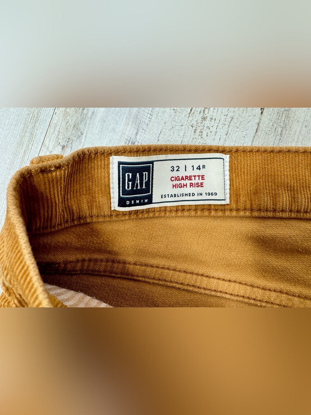 Gap Cigarette High Rise Brown Corduroy Pants 32/14R Tan Cotton Spandex - Picture 4 of 11